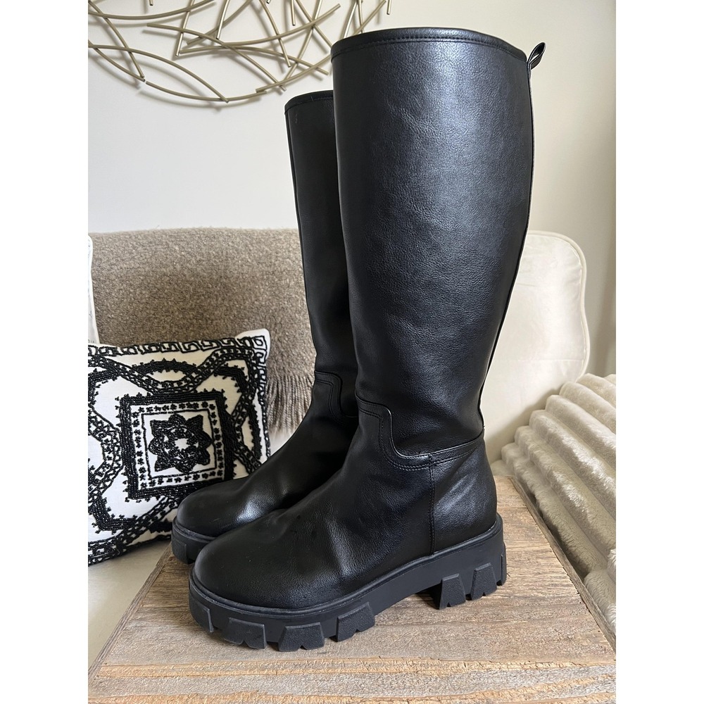 Sincerely Jules Boots Womens Size 9 Black Fantastic Knee High Lug Sole Riding - Picture 1 of 10
